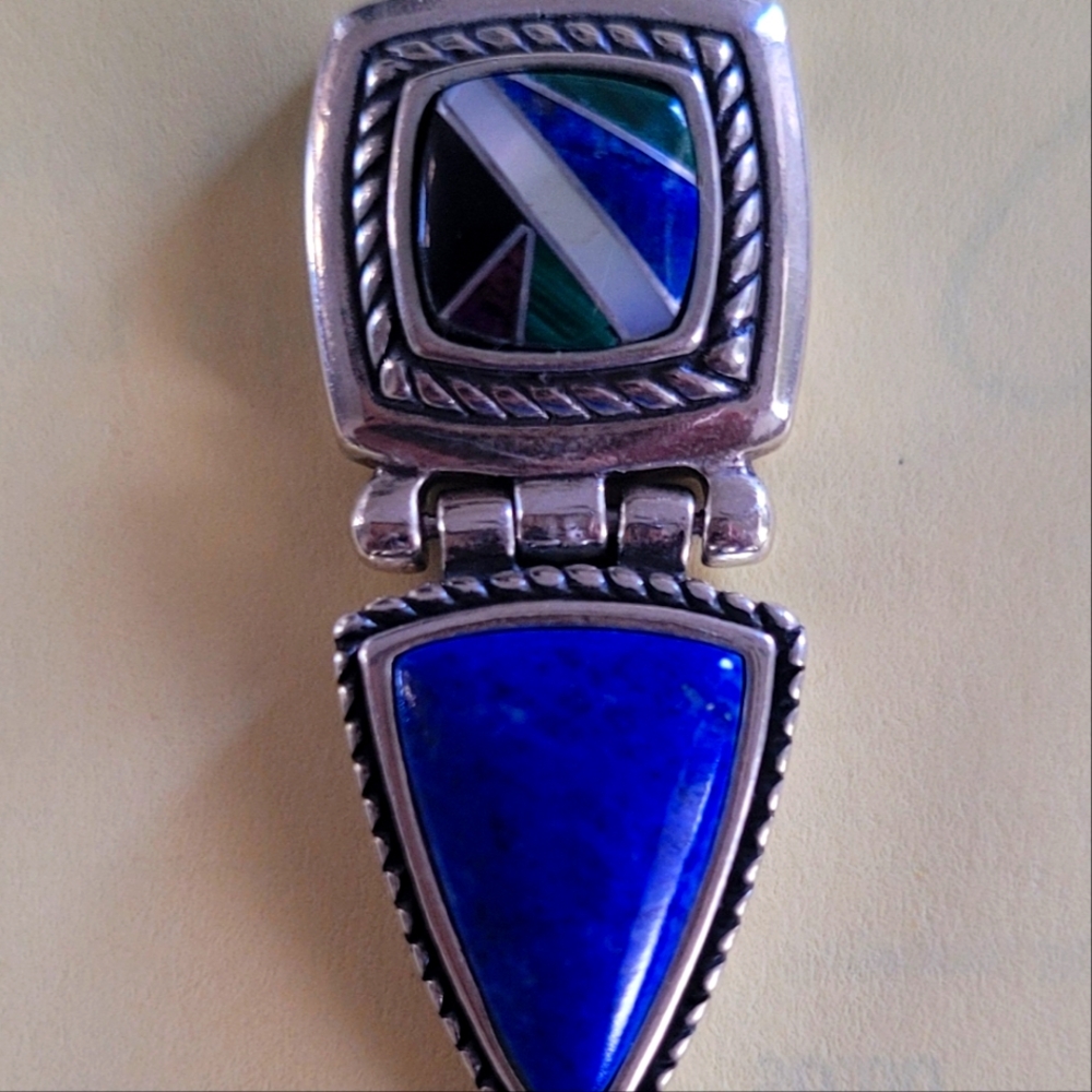 Carolyn Pollack Blue and Green Silver Necklace Pendant